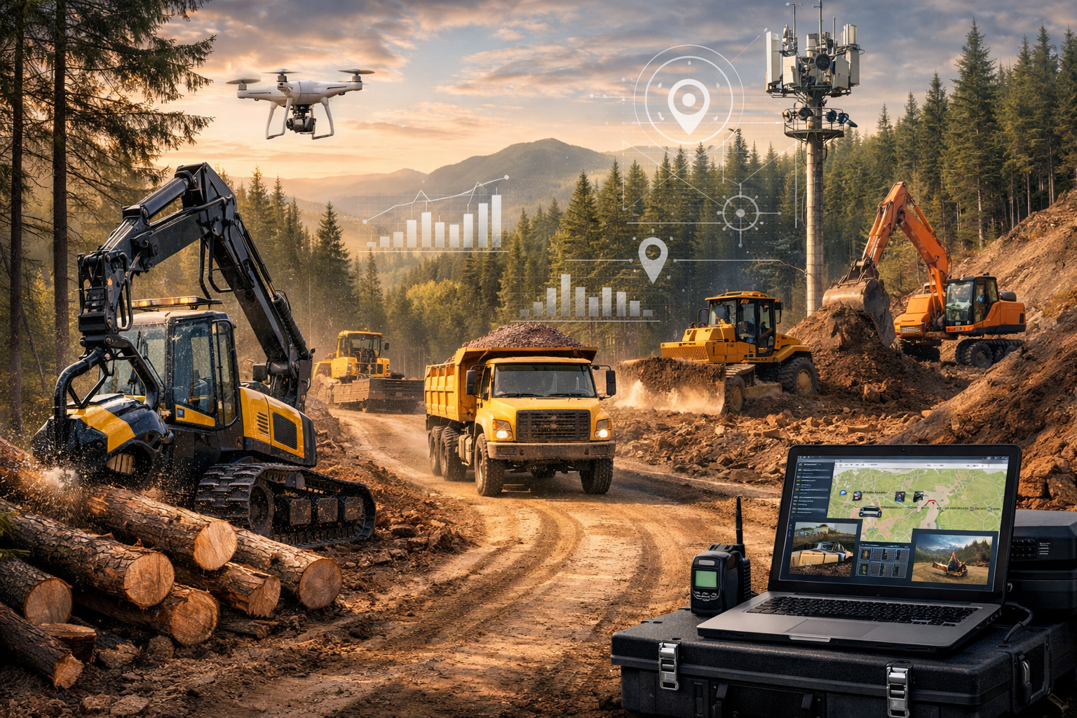 Paisaje forestal con árboles y naturaleza